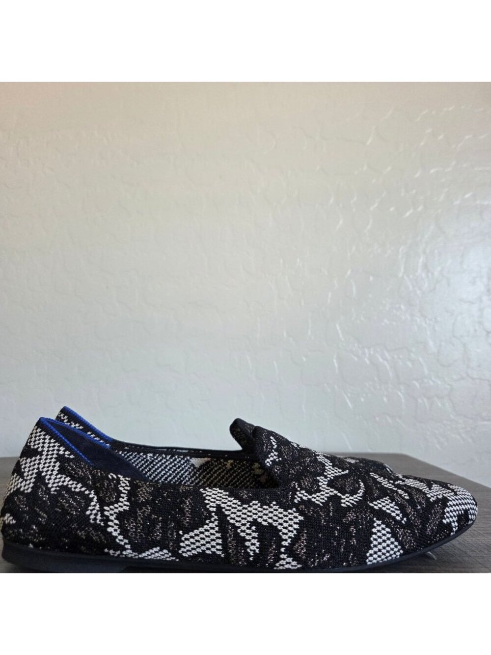 Rothy's The Almond Loafer in Black Chantilly Knit Slip-On Flats Size Women's 9.5